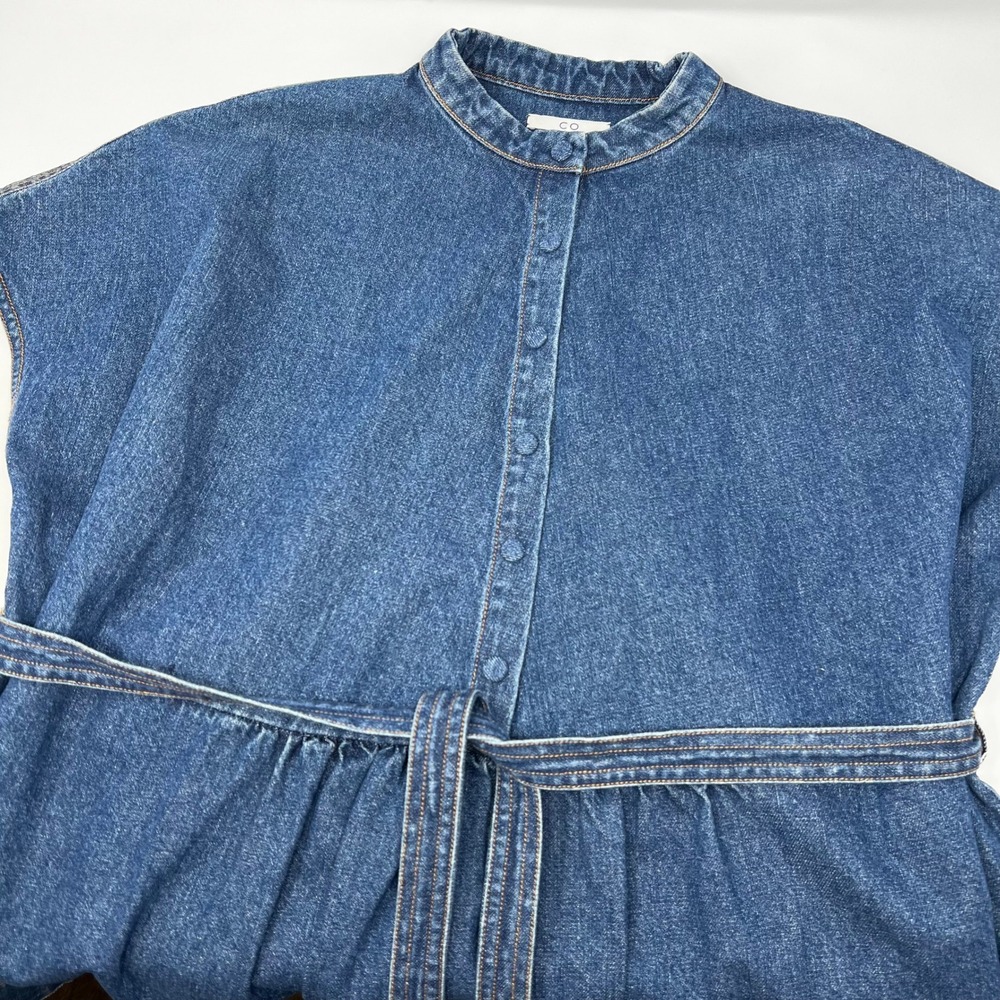 Co Collections Denim Tie Front Mini Dress Blue Spring Summer 2019 Women's Medium